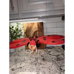 Adorable Unique Handmade Wooden Flying Ladybug Marionette Puppet Toy w/ Strings